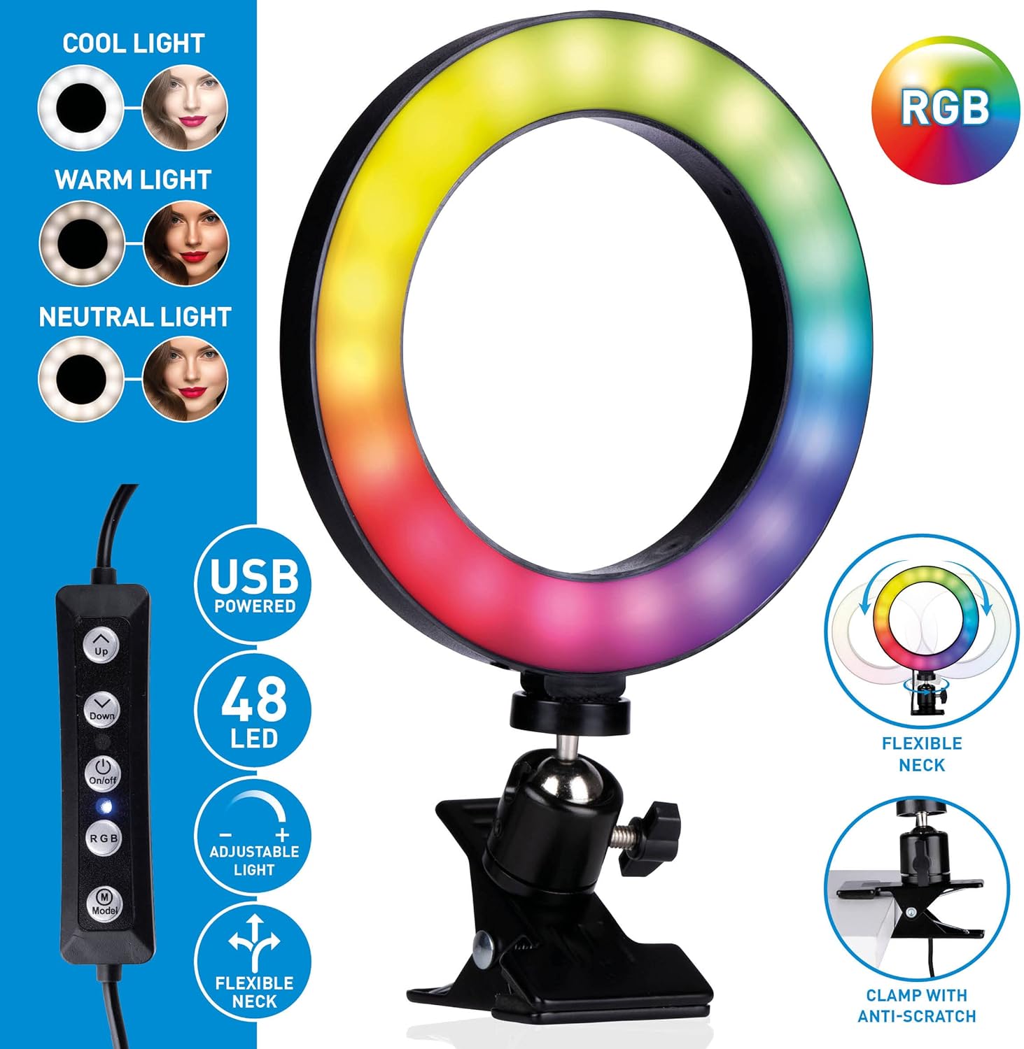 Grundig Selfie Lichtring 48led - 156cm