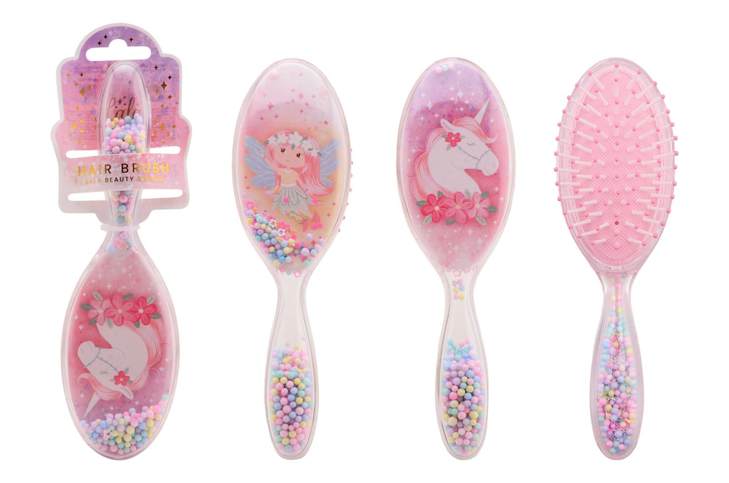 Johntoy - Roze Haarborstel voor Kinderen - Eenhoorn / Fee - 21x5x4cm