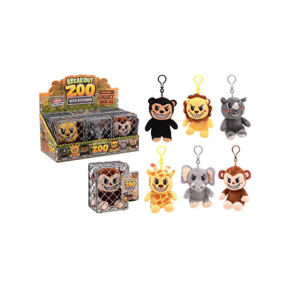 Johntoy Plush animal in cage 6 assorted