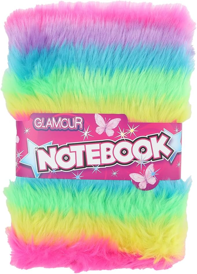 Glamour fluffy notitieboek A5 80blz multi color 16x3x22cm