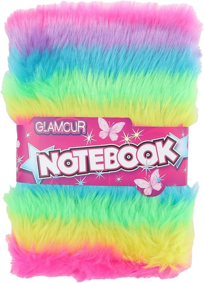 Glamour fluffy notitieboek A5 80blz multi color 16x3x22cm