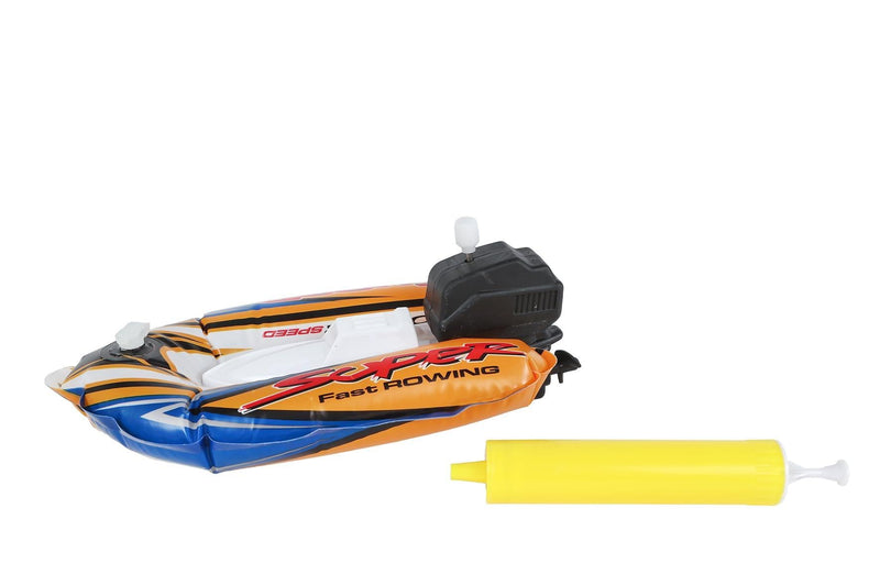 Van Manen opblaasbare speedboot speelgoed met pomp en opwindfunctie 17cm