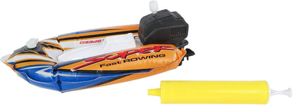 Van Manen opblaasbare speedboot speelgoed met pomp en opwindfunctie 17cm