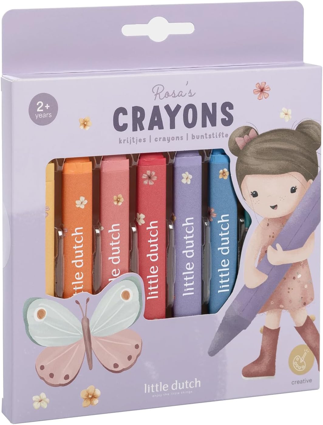 Little Dutch Waskrijt Driehoekig voor Kinderen/Peuters 8 stuks - Pink & Friends