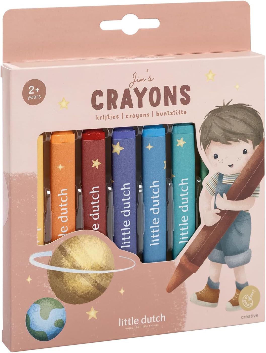 Little Dutch Waskrijt driehoekig voor kinderen/peuters 8 stuks - Jim & Friends