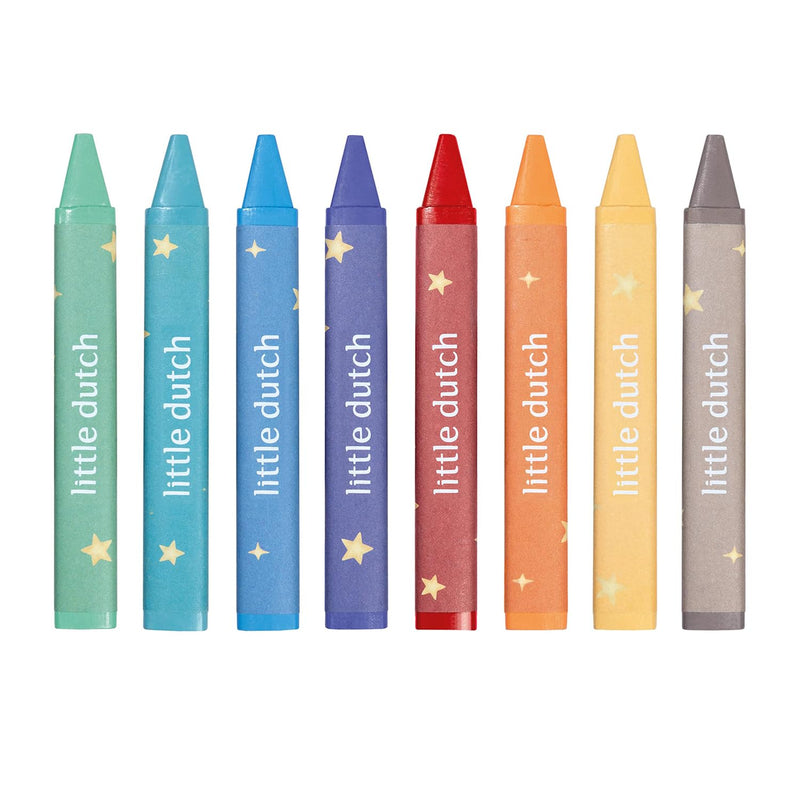 Little Dutch Waskrijt driehoekig voor kinderen/peuters 8 stuks - Jim & Friends