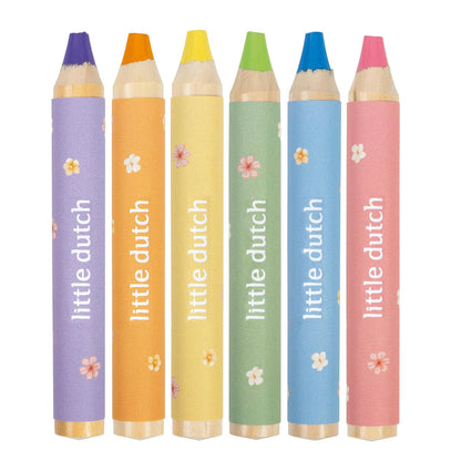 Little Dutch Kleurpotloden, kleurpotlodenset voor kinderen/peuters, 6 kleuren, vanaf 2 jaar, roze & Friends