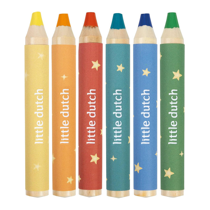 Little Dutch Jim & Friends Kleurpotlodenset voor kinderen/peuters, 6 kleuren, vanaf 2 jaar
