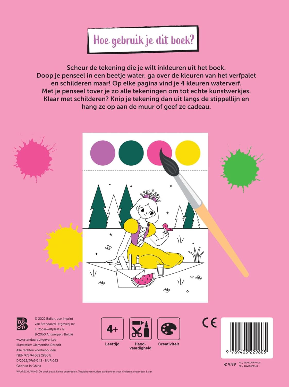 Standaard Uitgeverij - Kleurboek met Verfpalet en Penseel Prinsessen