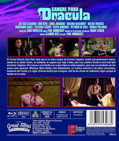 Sangre para Dracula (Blood for Dracula) (Bd-R) (Spain Import, See Details for Languages