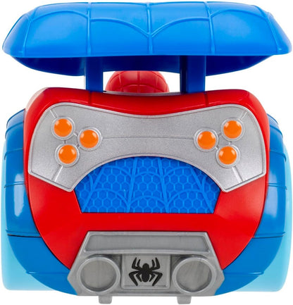 SPIDEY AND HIS AMAZING FRIENDS MARVEL Power Web Racer - 8-Inch Vehicle with Rev Up Spoiler, Light Up Wheels, and Built-In-Character