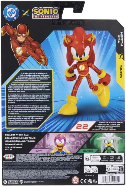 DC x Sonic the Hedgehog as The Flash 5" / 13cm Action Figure, Officially Licensed by Jakks Pacific, Highly Articulated and Detailed Design, Collector's Packaging