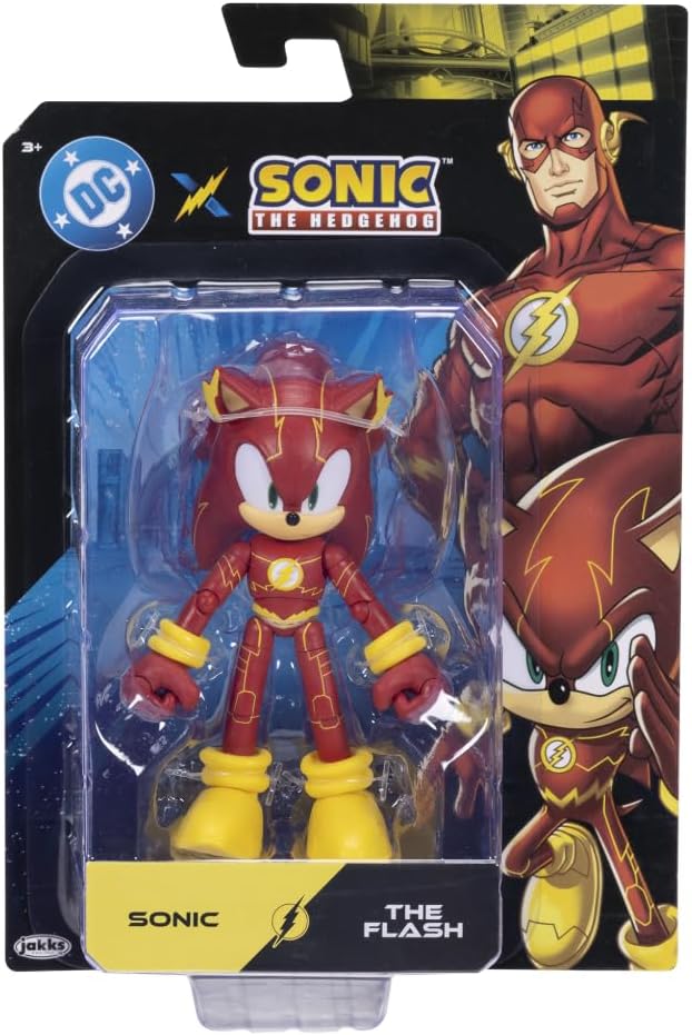 DC x Sonic the Hedgehog as The Flash 5" / 13cm Action Figure, Officially Licensed by Jakks Pacific, Highly Articulated and Detailed Design, Collector's Packaging