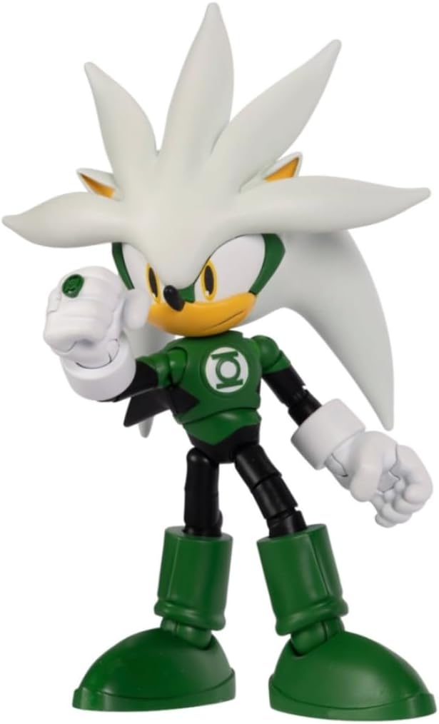 DC x Sonic Silver as Green Lantern 5" / 13cm Action Figure, Officially Licensed by Jakks Pacific, Highly Articulated and Detailed Design, Collector's Packaging