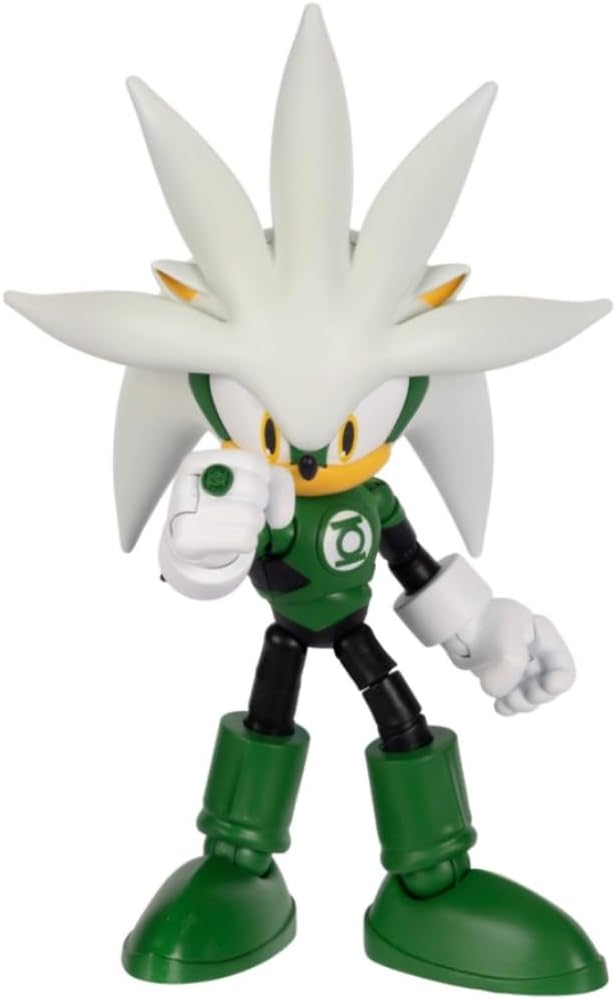 DC x Sonic Silver as Green Lantern 5" / 13cm Action Figure, Officially Licensed by Jakks Pacific, Highly Articulated and Detailed Design, Collector's Packaging
