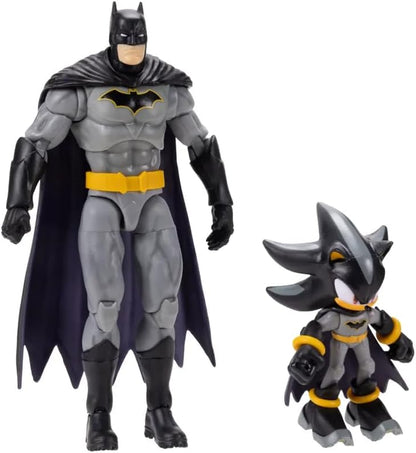DC x Sonic Shadow & Batman Action Figure Multipack, Officially Licensed by Jakks Pacific, Includes 2.5" Shadow Batman & 5" Classic Action Figures, Sonic x DC Collectibles