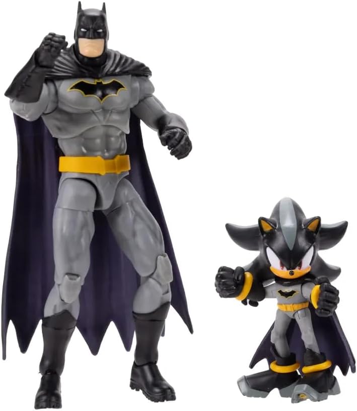 DC x Sonic Shadow & Batman Action Figure Multipack, Officially Licensed by Jakks Pacific, Includes 2.5" Shadow Batman & 5" Classic Action Figures, Sonic x DC Collectibles