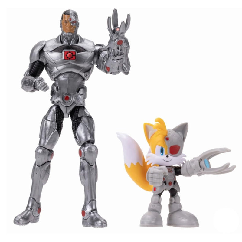 DC x Sonic Tails & Cyborg Action Figure Multipack, Officially Licensed by Jakks Pacific, Includes 2.5" & 5" Classic Action Figures, Detailed Articulated Design, Sonic x DC Collectibles