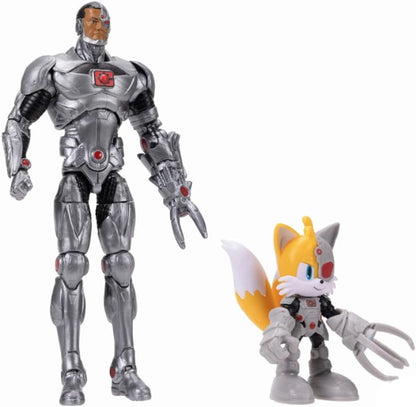 DC x Sonic Tails & Cyborg Action Figure Multipack, Officially Licensed by Jakks Pacific, Includes 2.5" & 5" Classic Action Figures, Detailed Articulated Design, Sonic x DC Collectibles