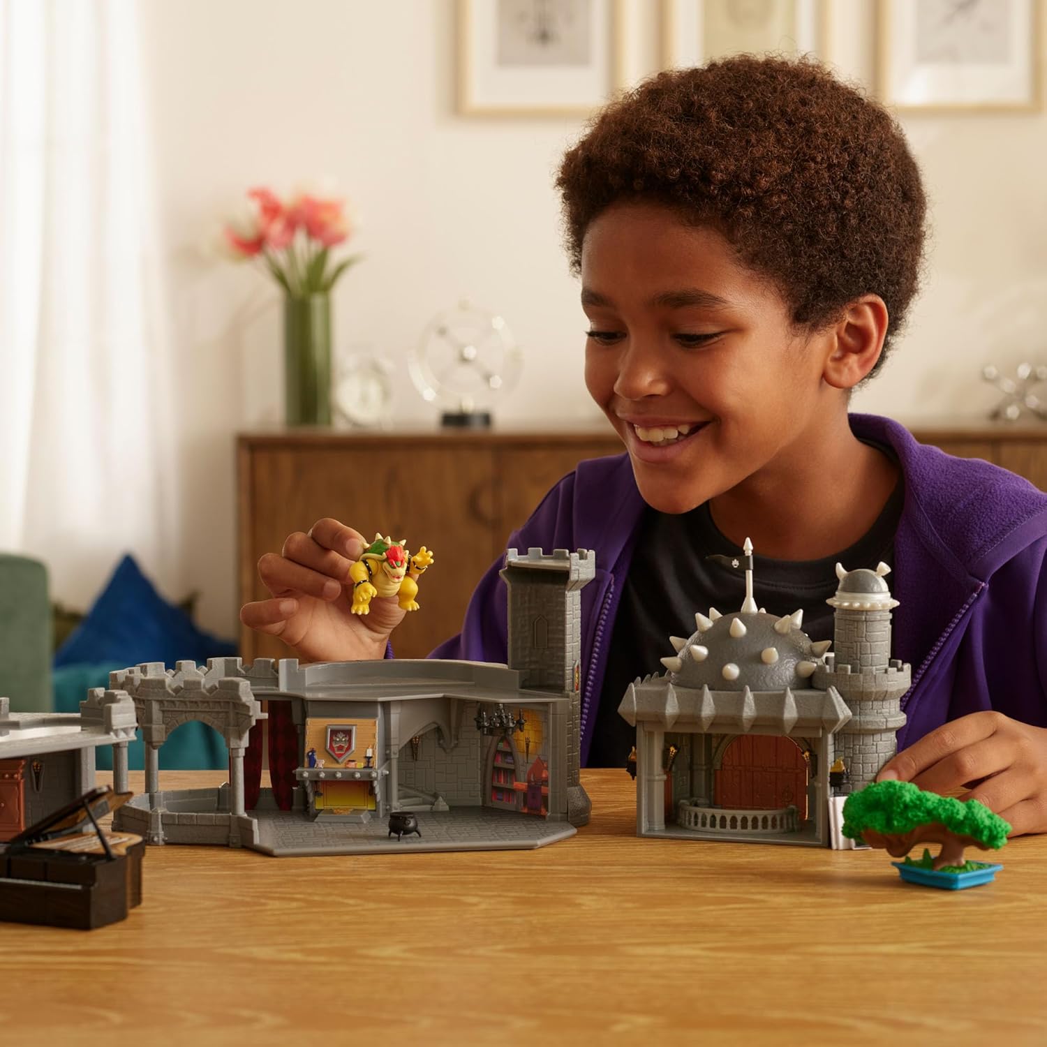 The Super Mario Galaxy Movie Bowser Castle Playset, Officially Licensed by Jakks Pacific, Includes 1.5" Mini Articulated Figure and Character Accessories, 3 Levels of Play, Heat-Activated Paintings