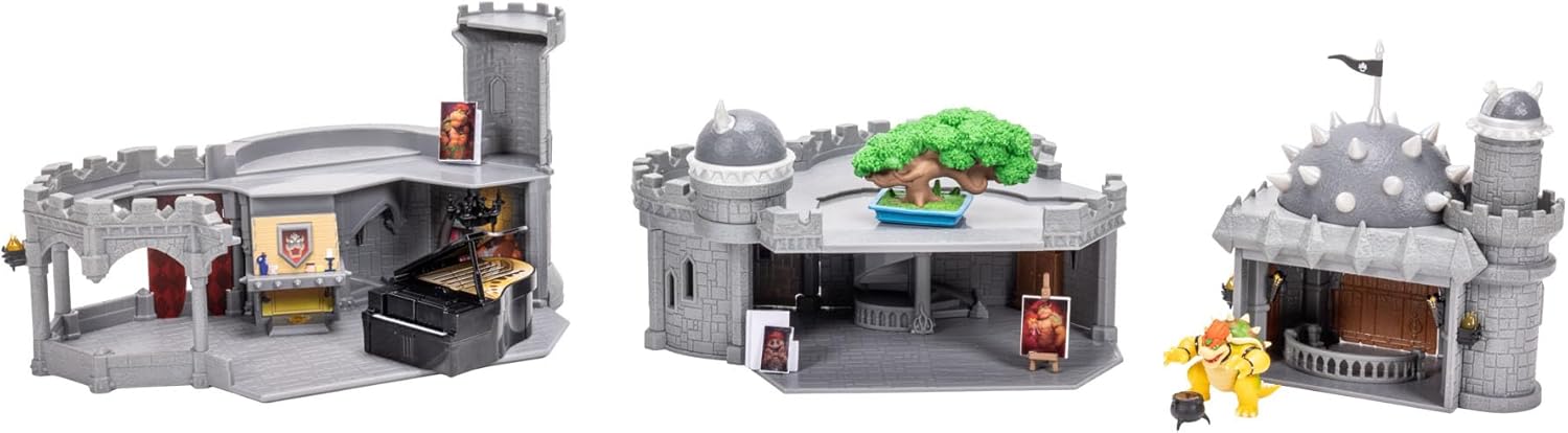 The Super Mario Galaxy Movie Bowser Castle Playset, Officially Licensed by Jakks Pacific, Includes 1.5" Mini Articulated Figure and Character Accessories, 3 Levels of Play, Heat-Activated Paintings