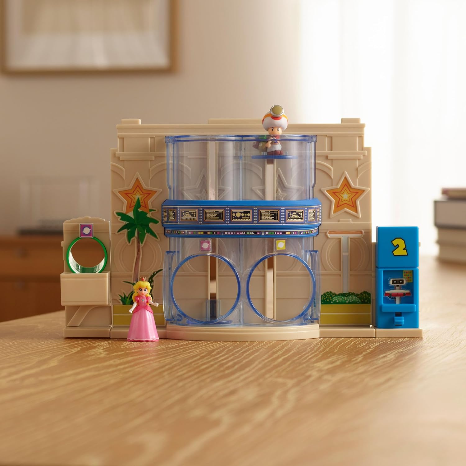 The Super Mario Galaxy Movie Galaxy Gateway Diorama, Officially Licensed by Jakks Pacific, Includes 1.5" Princess Peach and Captain Toad Figures, Interactive Features, Ideal for Collectors