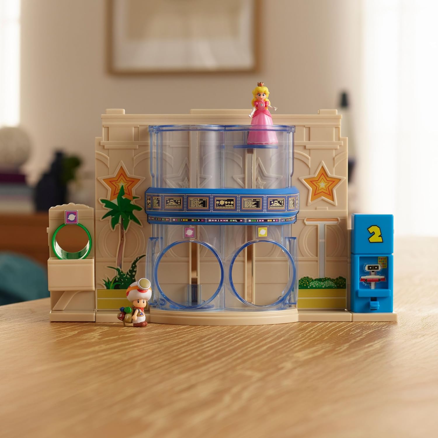 The Super Mario Galaxy Movie Galaxy Gateway Diorama, Officially Licensed by Jakks Pacific, Includes 1.5" Princess Peach and Captain Toad Figures, Interactive Features, Ideal for Collectors