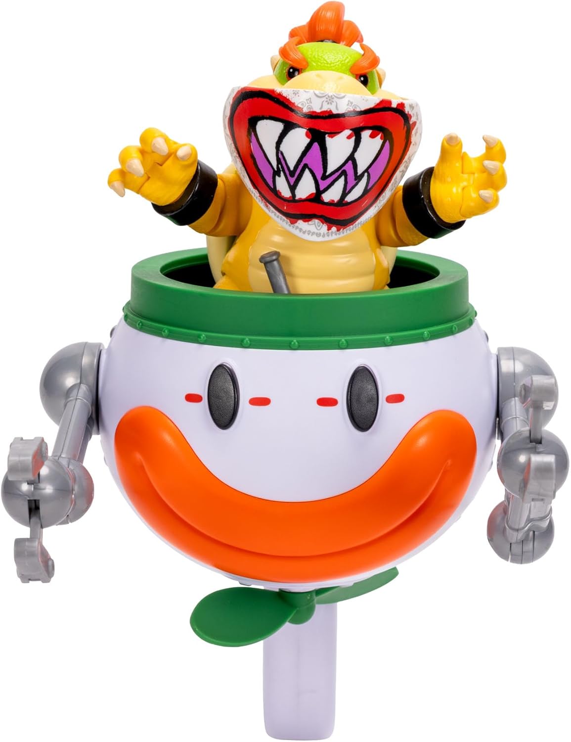 The Super Mario Galaxy Movie Bowser Jr. 5" / 12.7cm Action Figure with Clown Car, Officially by Jakks Pacific, Punching Arms, Water-Reveal Stickers & Sponge Brush, Spinning Propeller, for 3+