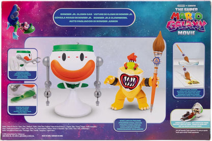 The Super Mario Galaxy Movie Bowser Jr. 5" / 12.7cm Action Figure with Clown Car, Officially by Jakks Pacific, Punching Arms, Water-Reveal Stickers & Sponge Brush, Spinning Propeller, for 3+