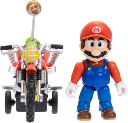 „Super Mario Galaxy“-Film: Mario mit Motorrad – 2,5" / 6,35 cm große Actionfigur, offiziell lizenziert von Jakks Pacific, 9 Gelenkpunkte, detailreiches Design, zurückziehen und losfahren! Ab 3 Jahren