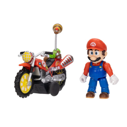 „Super Mario Galaxy“-Film: Mario mit Motorrad – 2,5" / 6,35 cm große Actionfigur, offiziell lizenziert von Jakks Pacific, 9 Gelenkpunkte, detailreiches Design, zurückziehen und losfahren! Ab 3 Jahren