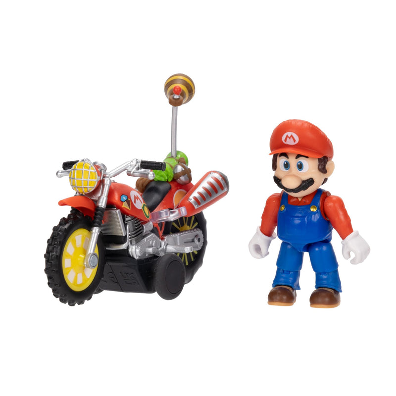 „Super Mario Galaxy“-Film: Mario mit Motorrad – 2,5" / 6,35 cm große Actionfigur, offiziell lizenziert von Jakks Pacific, 9 Gelenkpunkte, detailreiches Design, zurückziehen und losfahren! Ab 3 Jahren
