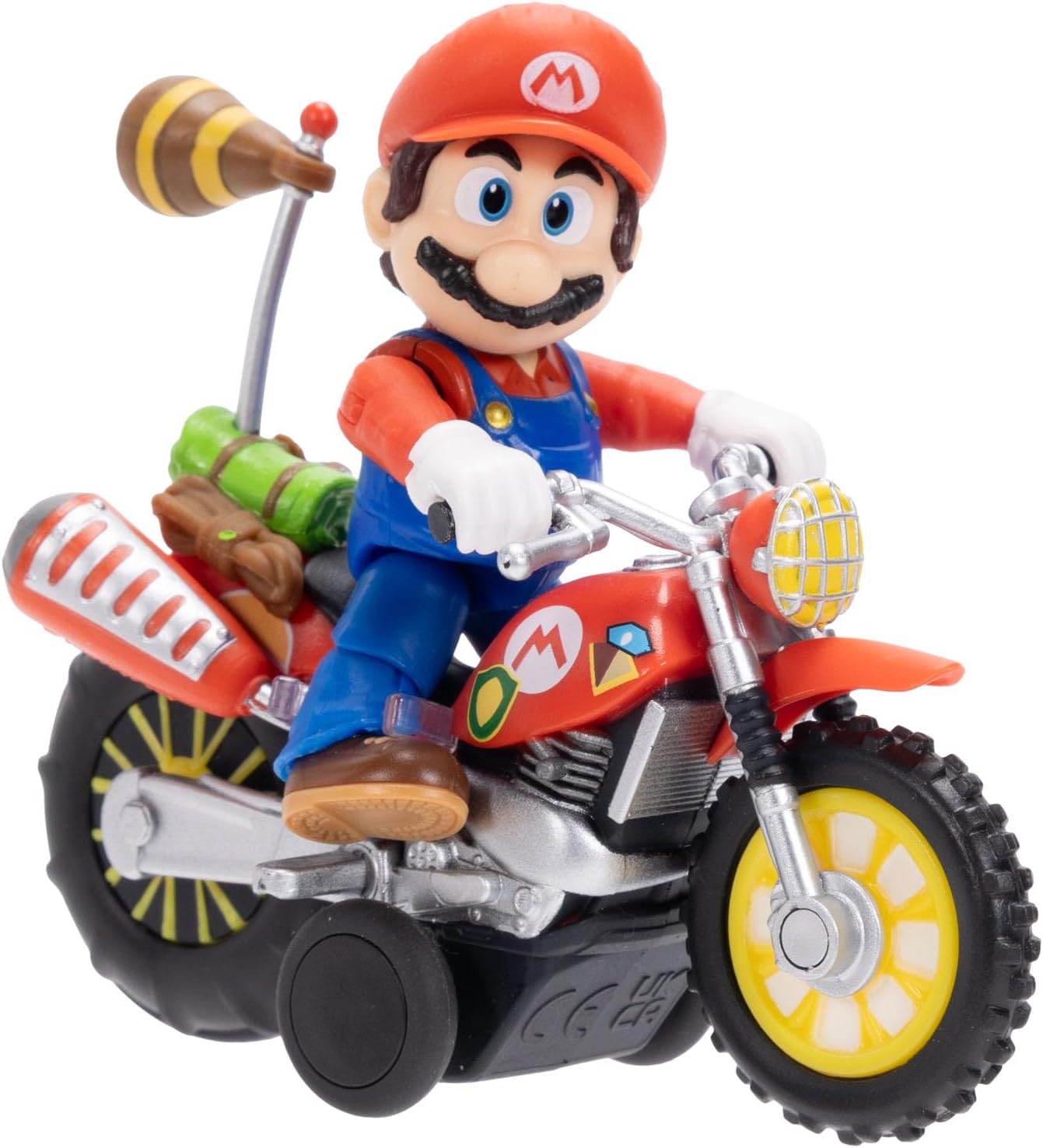 „Super Mario Galaxy“-Film: Mario mit Motorrad – 2,5" / 6,35 cm große Actionfigur, offiziell lizenziert von Jakks Pacific, 9 Gelenkpunkte, detailreiches Design, zurückziehen und losfahren! Ab 3 Jahren