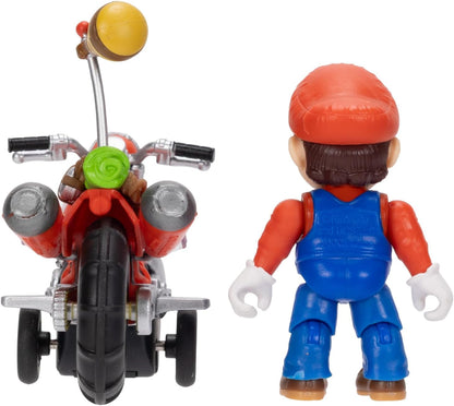 „Super Mario Galaxy“-Film: Mario mit Motorrad – 2,5" / 6,35 cm große Actionfigur, offiziell lizenziert von Jakks Pacific, 9 Gelenkpunkte, detailreiches Design, zurückziehen und losfahren! Ab 3 Jahren