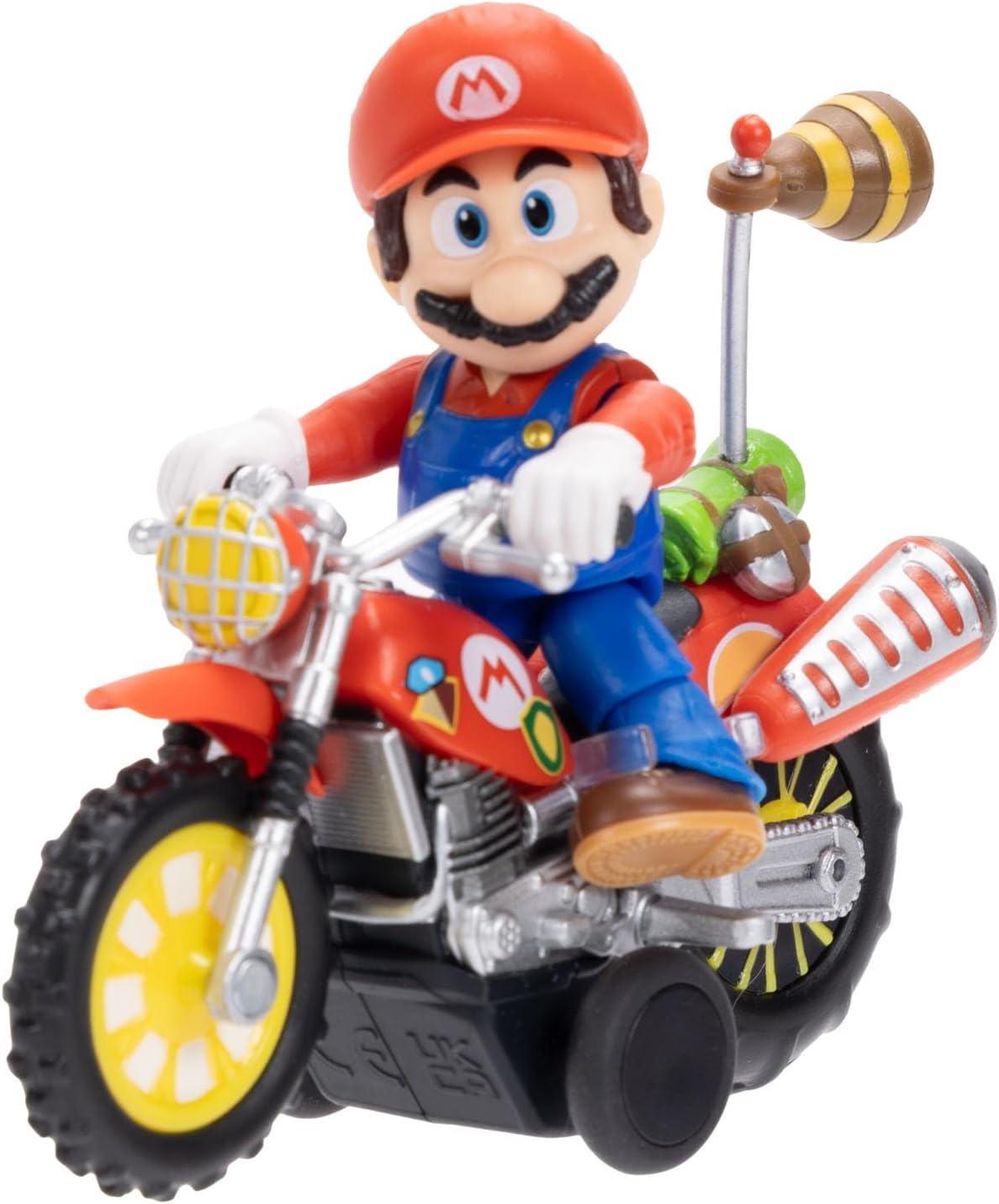 „Super Mario Galaxy“-Film: Mario mit Motorrad – 2,5" / 6,35 cm große Actionfigur, offiziell lizenziert von Jakks Pacific, 9 Gelenkpunkte, detailreiches Design, zurückziehen und losfahren! Ab 3 Jahren