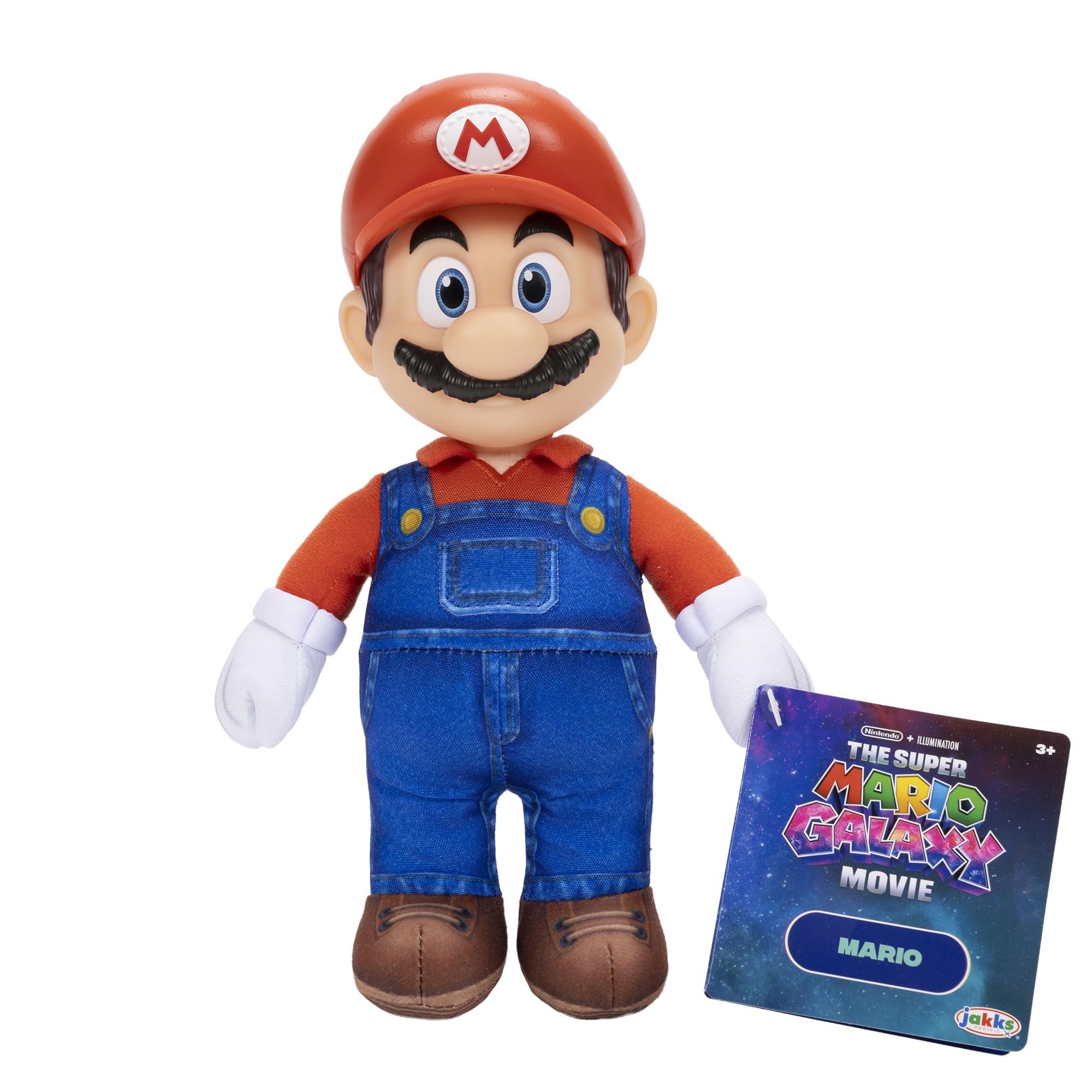 The Super Mario Galaxy Movie Mario Jumbo Plush 9" / 23cm, Officially Licensed by Jakks Pacific, Deluxe Plush with Sculpted Roto Head, Nintendo Collectible Plush, for Ages 3+