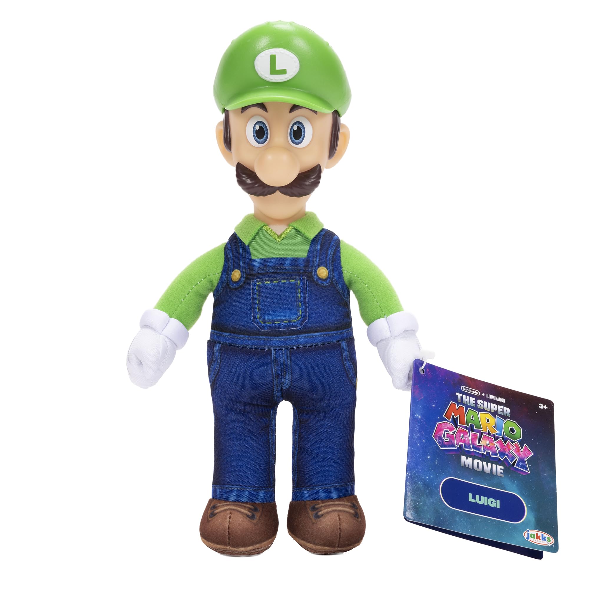 The Super Mario Galaxy Movie Luigi Jumbo Plush 9" / 23cm, Officially Licensed by Jakks Pacific, Plush with Sculpted Roto Head, Super Mario Collectible Plush, for 3+