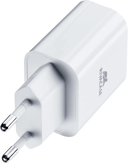RIVACASE PS4001 WD3 - Caricatore da parete, 2,4 A/2 USB, con cavo di tipo C, colore: Bianco