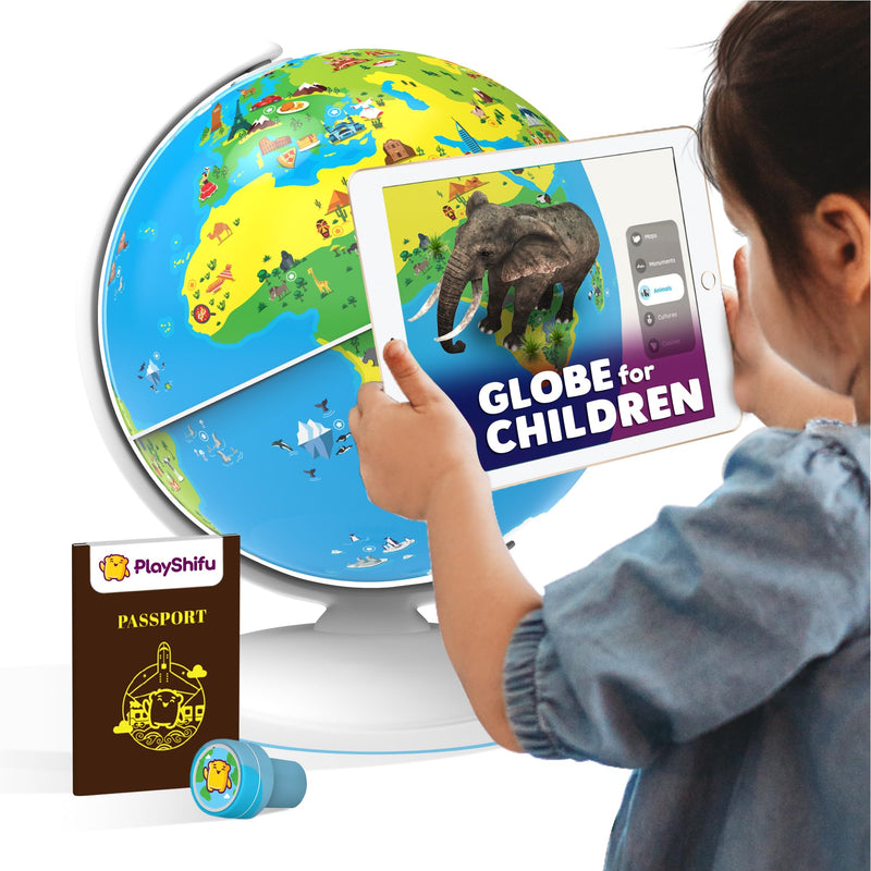 Shifu PlayShifu Educational Globe for Kids, Orboot Earth (+ App) Interactive AR World, 400 Wonders, 1000+ Facts, STEM Toy Gifts for Kids 4-10 Years, No Borders, No Names on Orboot Globe