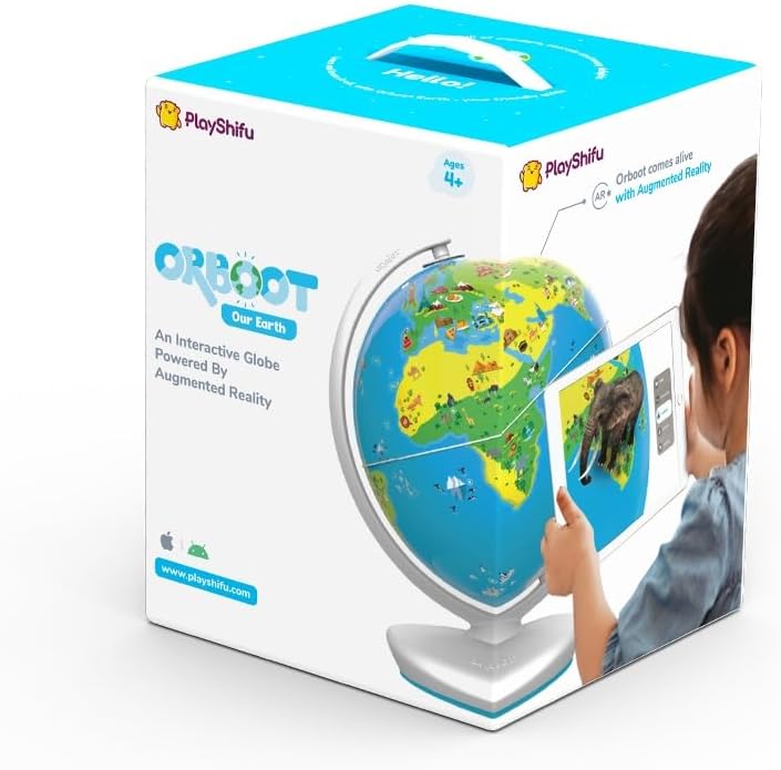 Shifu PlayShifu Educational Globe for Kids, Orboot Earth (+ App) Interactive AR World, 400 Wonders, 1000+ Facts, STEM Toy Gifts for Kids 4-10 Years, No Borders, No Names on Orboot Globe
