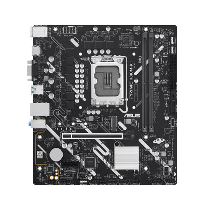 ASUS PRIME H810M-K, Scheda Madre Intel Micro-ATX 6+1+1+1 Fasi di Alimentazione, Slot DDR5, PCIe 4.0, Slot M.2, Ethernet Realtek 1Gb, HDMI TM, VGA, USB-C 5Gbps, Aura Sync, Nera
