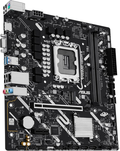 ASUS PRIME H810M-K, Scheda Madre Intel Micro-ATX 6+1+1+1 Fasi di Alimentazione, Slot DDR5, PCIe 4.0, Slot M.2, Ethernet Realtek 1Gb, HDMI TM, VGA, USB-C 5Gbps, Aura Sync, Nera