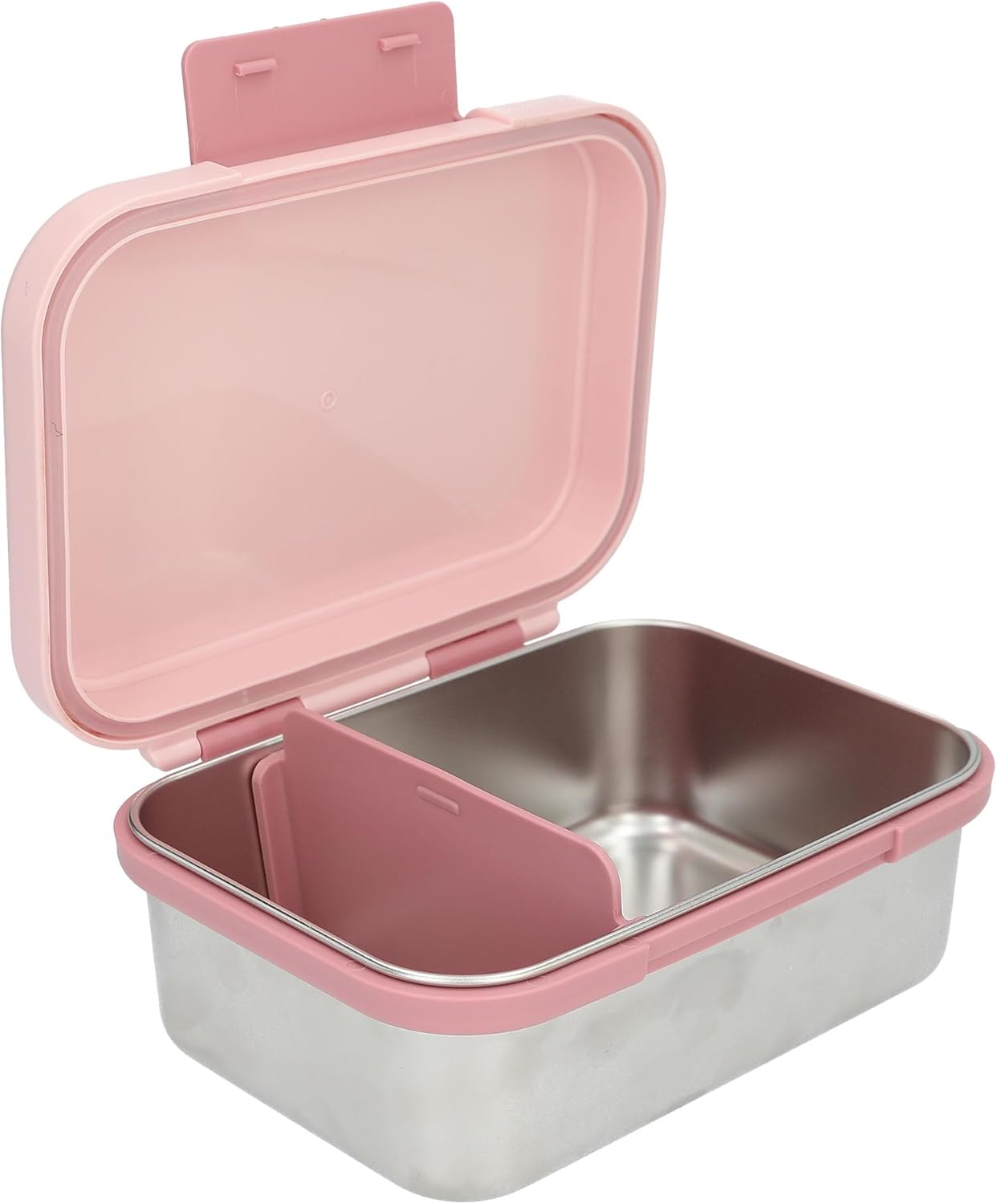 Depesche 14030 Princess Mimi Lunch Box Stainless Steel in Pink with Rabbit Motif, Dog and Cat, Lunch Box with Divider and Silicone Seal