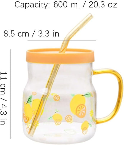 Draagbaar Glazen Mok Eenvoudige Moderne Strokop Thuiskantoor Koffiemok Theekopjes Herbruikbare 600ml/20.3oz prachtig