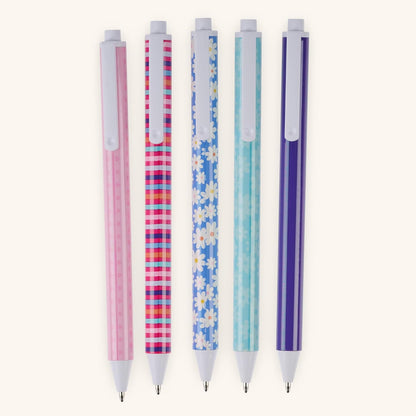 Christian Art Gifts 5 Piece Kids Ballpoint Pen Set for Girls, Inspirational Scripture Multicolor Floral Writing Pens, Retractable, Blue Ink, Medium Ballpoint