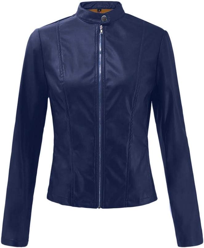Leather Jackets for Womens,Zipper Button Down Solid Color Crop Leather Coats Fashion Punk Lepel Motor Jacket