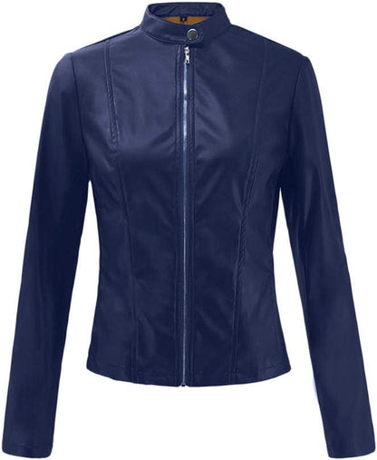 Leather Jackets for Womens,Zipper Button Down Solid Color Crop Leather Coats Fashion Punk Lepel Motor Jacket