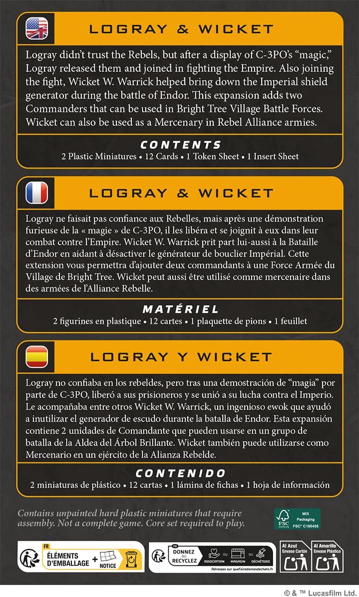 Asmodee | Star Wars Legion - Logray & Wicket Commander Expansion | Tabletop Miniature Game | Ages 14+ | 2 Players | 90+ Minutes Playing Time