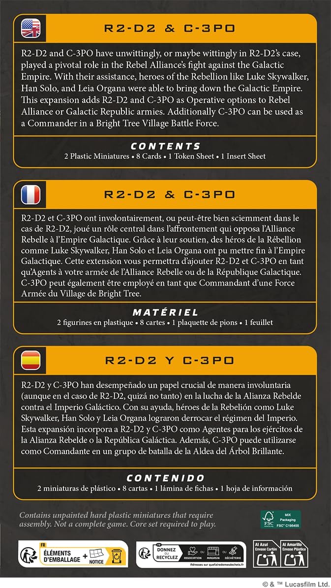 Asmodee | Star Wars Legion - R2-D2 & C-3P0 Operative Expansion | Tabletop Miniature Game | Ages 14+ | 2 Players | 90+ Minutes Playing Time