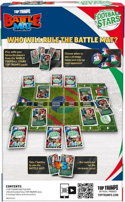 Top Trumps World Football Stars Battle Mat Card Game, Play with your favourite Football players including Cristiano Ronaldo, Lionel Messi and Harry Kane, gift and toy for boys and girls aged 6 plus